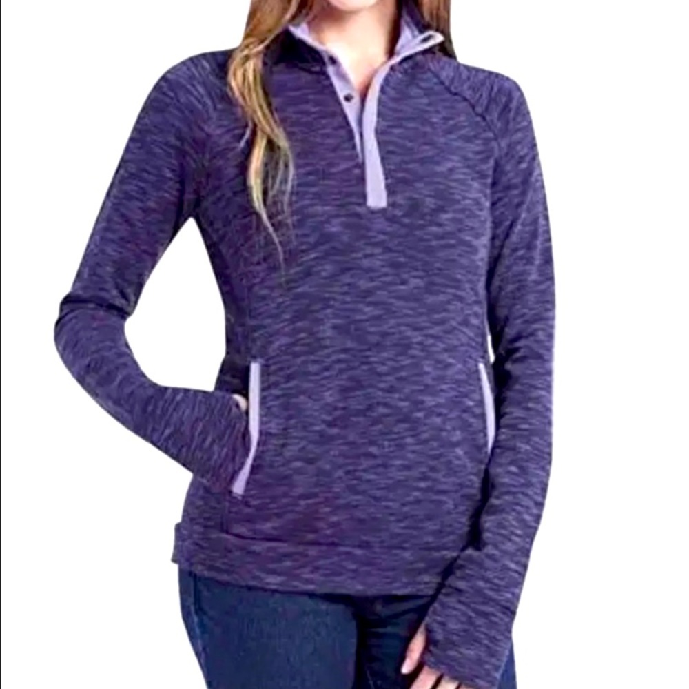 . Avalanche Loma purple pullover snap sweatshirt with thumb holes size small